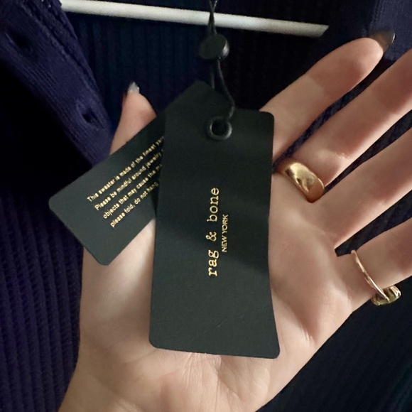 NWT - rag & bone Navy Long Sleeve Knit Top - Picture 12 of 13